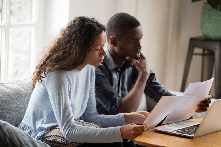 Couple doing finances